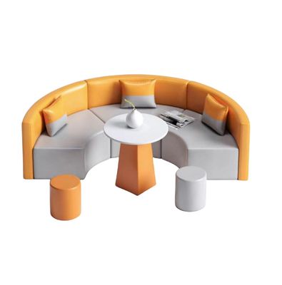 Office Furniture Simple Modern Rest Area Reception Sofa and S-Shaped Coffee Table Set