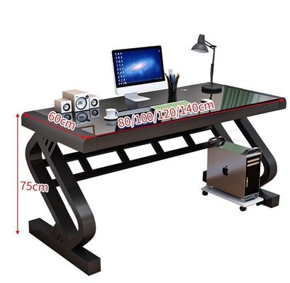 Customers Logo Office Home School Computer Desk with Tempered Glass