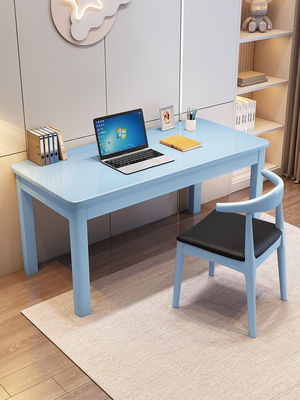 Simple Solid Wood Office Desk and Horn Chair Combination for Modern Home Study