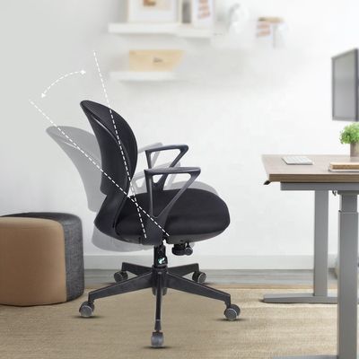 Black Swivel Office Chair with Thickened Base Adjustable Armrests and Fabric Material
