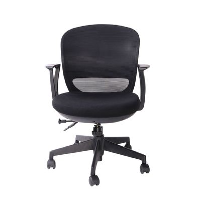 Black Swivel Office Chair with Thickened Base Adjustable Armrests and Fabric Material