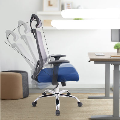 Modern Design High Back Office Chair with Swivel Function and Blue Cushion OEM ODM