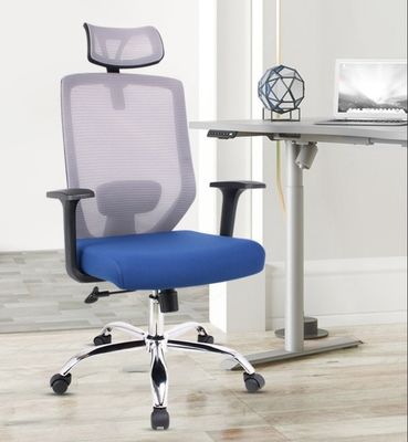 Modern Design High Back Office Chair with Swivel Function and Blue Cushion OEM ODM