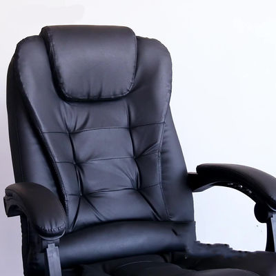 Adjustable Height High Back Black Leather Office Chair with Footrest and Wide Back