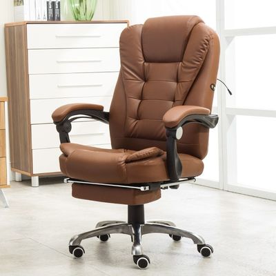 Adjustable Height High Back Black Leather Office Chair with Footrest and Wide Back