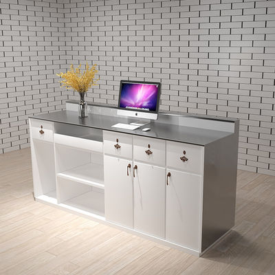 OEM Reception Desk Table with Drawers and Cabinets Made of E1 MDF/MFC Melamine Board