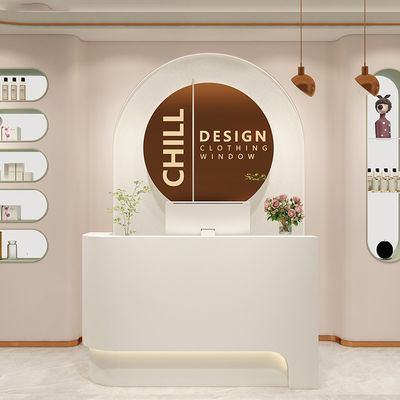 Stylistic Simplicity Curved Consulting Service Desk for Salon Nail Salon Clinic