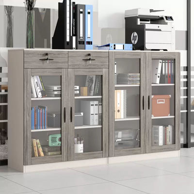 Wooden Frame Glass Locking Storage Cabinet for Office Printer and Filing Storage