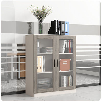 Wooden Frame Glass Locking Storage Cabinet for Office Printer and Filing Storage