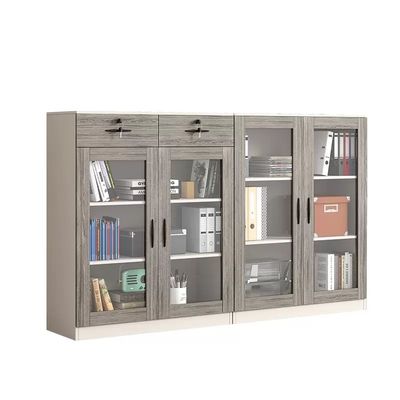 Wooden Frame Glass Locking Storage Cabinet for Office Printer and Filing Storage