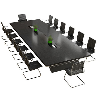Large Rounded Corner Black Conference Table for Creative Training in Hotel and Hospital