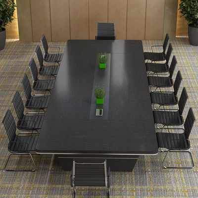 Large Rounded Corner Black Conference Table for Creative Training in Hotel and Hospital