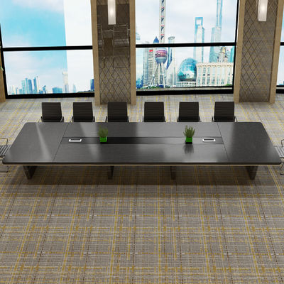 Large Rounded Corner Black Conference Table for Creative Training in Hotel and Hospital