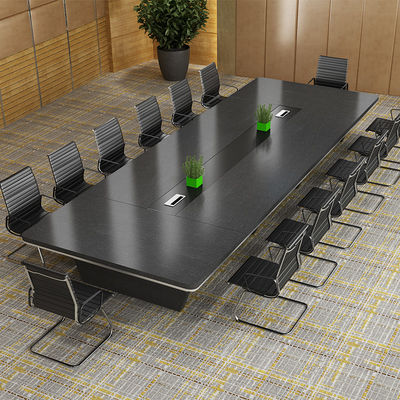 Large Rounded Corner Black Conference Table for Creative Training in Hotel and Hospital