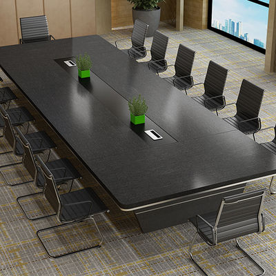 Large Rounded Corner Black Conference Table for Creative Training in Hotel and Hospital