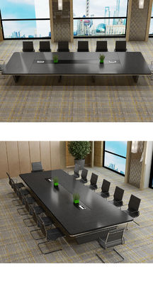 Large Rounded Corner Black Conference Table for Creative Training in Hotel and Hospital
