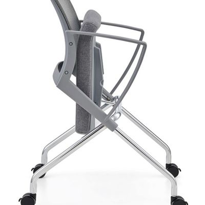 Foldable PP Plastic Mesh Fabric School Student Training Chair with Wheel and No Handrail
