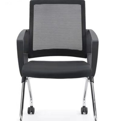 Foldable PP Plastic Mesh Fabric School Student Training Chair with Wheel and No Handrail