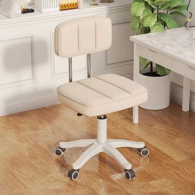 Adjustable Lifting Function Fabric Makeup Stool with Backrest and Revolving Design