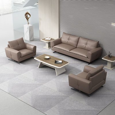 Gray Leather Sectional Sofa Set for Modular Couch in School Office Furniture Assembly
