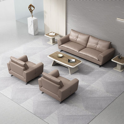Gray Leather Sectional Sofa Set for Modular Couch in School Office Furniture Assembly