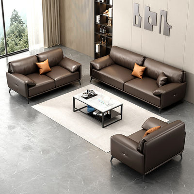 Office Conference Room Sectional Sofa Set 1 1 2 with Tea Table in Italian Design Leather