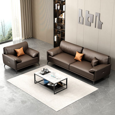 Office Conference Room Sectional Sofa Set 1 1 2 with Tea Table in Italian Design Leather