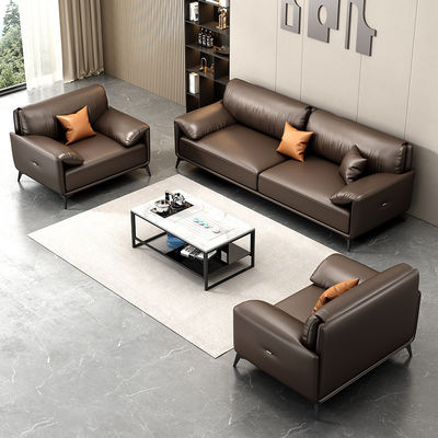 Office Conference Room Sectional Sofa Set 1 1 2 with Tea Table in Italian Design Leather