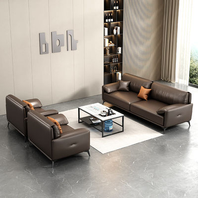 Office Conference Room Sectional Sofa Set 1 1 2 with Tea Table in Italian Design Leather