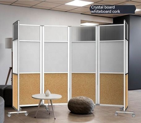 Modern Portable Office Room Divider on Wheels with Folding Screen Partition Wall
