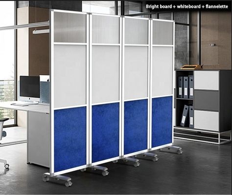 Modern Portable Office Room Divider on Wheels with Folding Screen Partition Wall