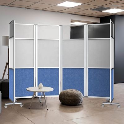 Modern Portable Office Room Divider on Wheels with Folding Screen Partition Wall