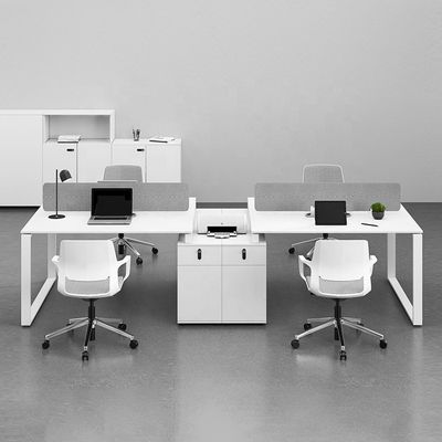 Office Furniture White Simple Computer Desk for 6 People in Business Premises