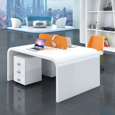 Mail Packing Modern Simple White Lacquer Staff Desk for 4 People in Office Design