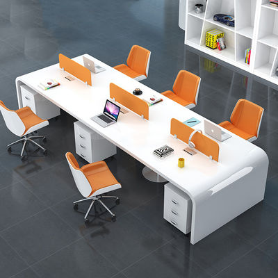Mail Packing Modern Simple White Lacquer Staff Desk for 4 People in Office Design