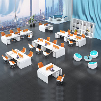 Mail Packing Modern Simple White Lacquer Staff Desk for 4 People in Office Design