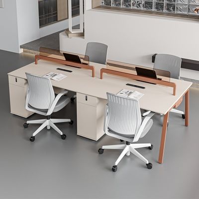 Staff Office Desk and Chair Combination Table Modern Design for Six People in Commercial