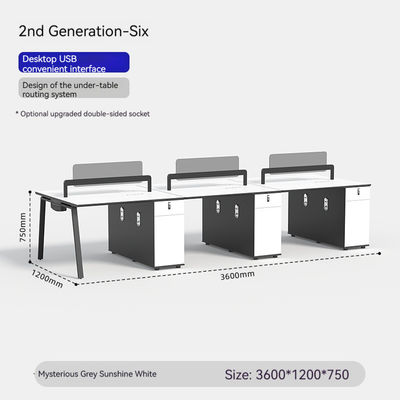 Staff Office Desk and Chair Combination Table Modern Design for Six People in Commercial