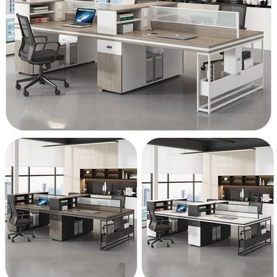 Employee Desktop Computer Table Multi-functional Office Desk and Chair for 4-6 People