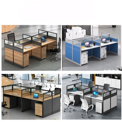 Modular and Customizable Office Furniture 4-Person Screen Workstation with Desk Space