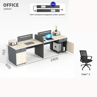 Solid Wood Style 6-4 People Double Seat Table Workstation Computer Desk and Chair Set