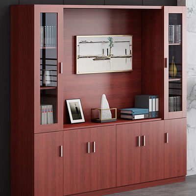 Stylistic Wooden Office Bookcase File Data Cabinet for Commercial Storage and Display