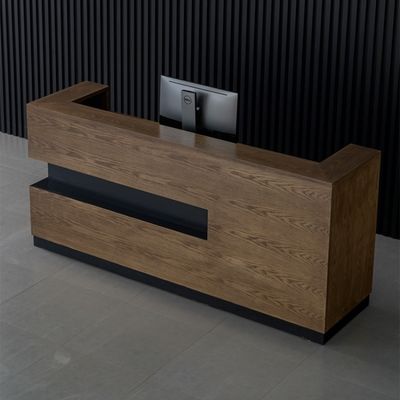 Solid Wood Corner Reception Desk for Hotel Clothing Store and Company Front Desk Table