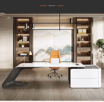 ISO9001/ISO14001 Certified MDF Baking Varnish Work Table Manager Desk with Drawer