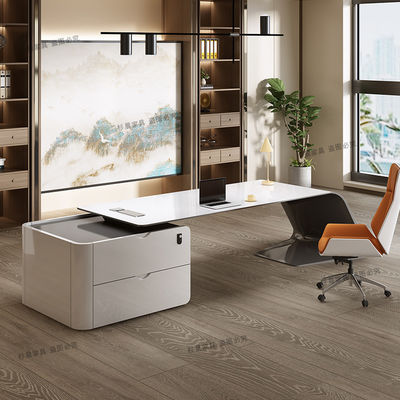 ISO9001/ISO14001 Certified MDF Baking Varnish Work Table Manager Desk with Drawer