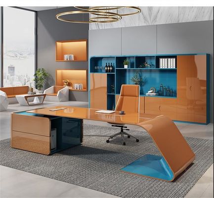 ISO9001/ISO14001 Certified MDF Baking Varnish Work Table Manager Desk with Drawer
