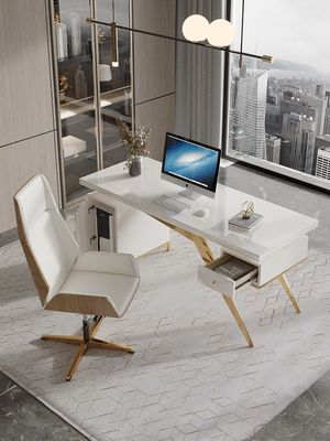 Commercial Furniture Modern Design Light Luxury Boss Desk with Baking Lacquer Process