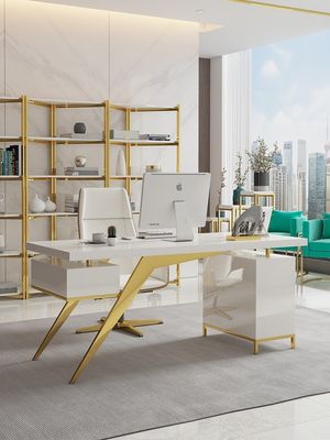 Commercial Furniture Modern Design Light Luxury Boss Desk with Baking Lacquer Process