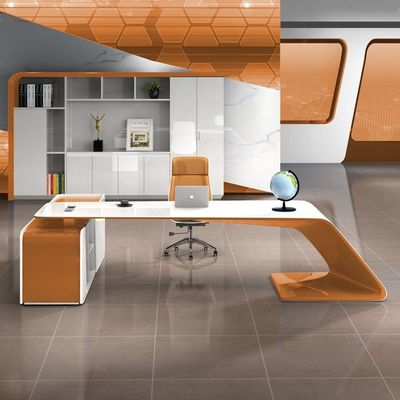 Modern Office Workstation Fruniture L Shape Executive Boss Desk with Side Cabinet