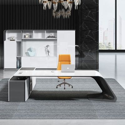 Modern Office Workstation Fruniture L Shape Executive Boss Desk with Side Cabinet